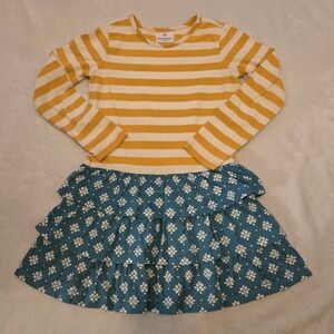 Hanba Andersson Stripes Loves Flowers Dress Girls Size 120 6-7 Ruffles Twirls